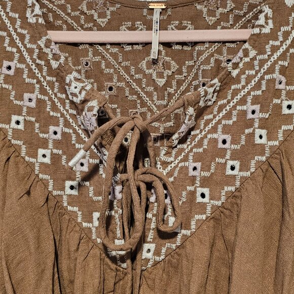 New Free People✨Joni Embroidered Top - Tan NWOT size XL MSRP $148 - Picture 12 of 12